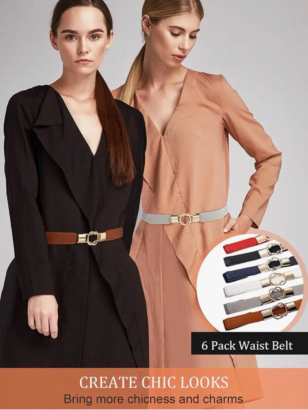 Four pack women’s stretchy waist belt Red, brown, black, Tan NEW